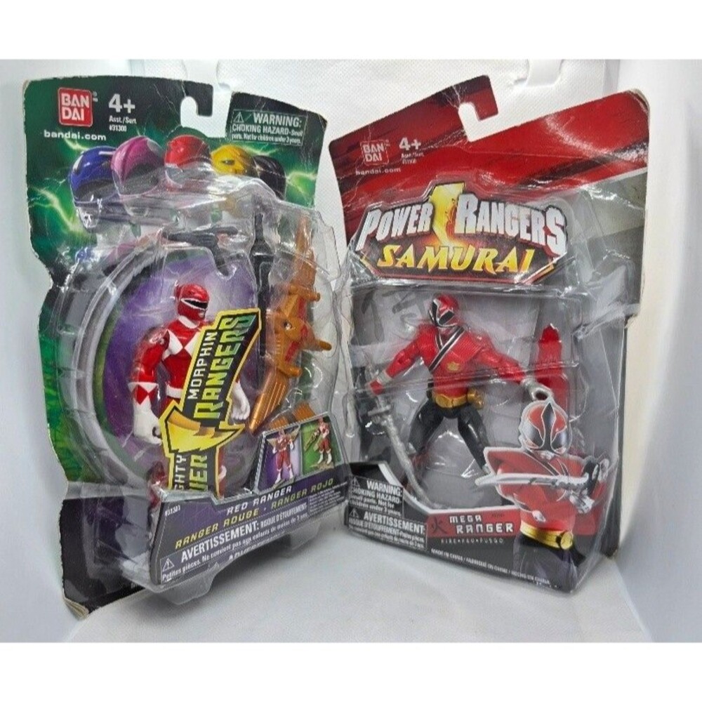 Lot of 2 Bandai Power Rangers Red Ranger Mighty Morphin Samurai